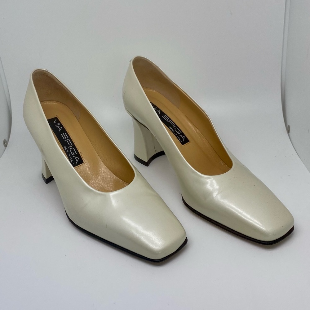 Vintage Bridal Via Spiga Ivory Classic Heel Pumps Made in Italy 6M EU 46